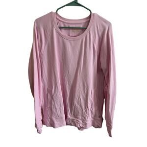 Lilly Pulitzer Luxletic Beachcomber Crewneck Sweatshirt Light Pink Cotton Sz L